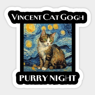 Vincent Cat Gogh Purry Night T-Shirt Sticker